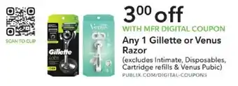 Publix Any 1 Gillette or Venus Razor offer