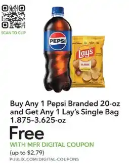 Publix Pepsi Branded Lay's Single Bag offer