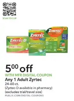 Publix Any 1 Adult Zyrtec offer