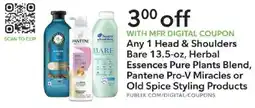 Publix Head & Shoulders Bare, Herbal Essences Pure Plants Blend, Pantene Pro-V Miracles or Old Spice Styling Products offer