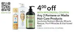 Publix Any 2 Pantene or Mielle Hair Care Products offer