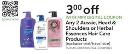 Publix Any 2 Aussie, Head & Shoulders or Herbal Essences Hair Care Products offer