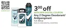 Publix Degree deodorant/antiperspirant offer