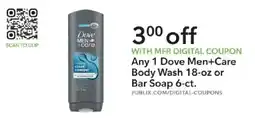 Publix Dove Men+Care Body Wash or Bar Soap offer