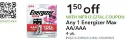 Publix Energizer Max AA/AAA offer