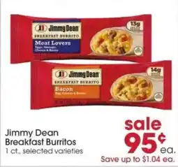 Giant Eagle Jimmy Dean Breakfast Burritos offer