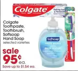 Giant Eagle Colgate toothpaste, toothbrush, softsoap hand soap offer