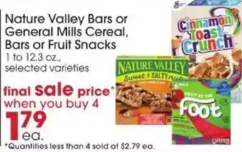 Giant Eagle Nature Valley Bars or General Mills Cereal, Bars or Fruit Snacks offer