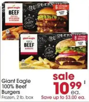 Giant Eagle Giant Eagle 100% Beef Burgers offer