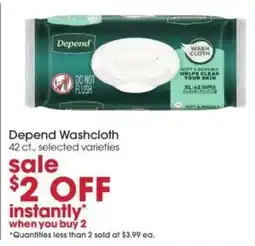 Giant Eagle Depend Washcloth offer