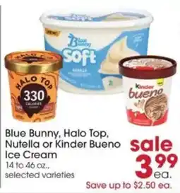Giant Eagle Blue Bunny, Halo Top, Nutella or Kinder Bueno Ice Cream offer
