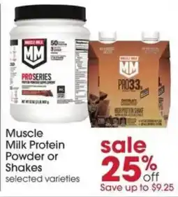 Giant Eagle Muscle Milk Protein Powder or Shakes offer
