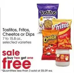 Giant Eagle Tostitos, Fritos, Cheetos or Dips offer