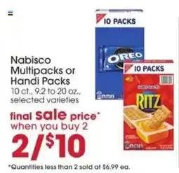Giant Eagle Nabisco Multipacks or Handi Packs offer