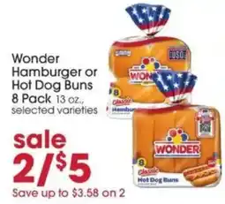 Giant Eagle Wonder Hamburger or Hot Dog Buns offer