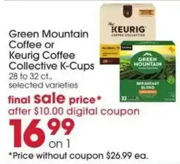Giant Eagle Green Mountain Coffee or Keurig Coffee Collective K-Cups offer