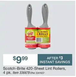 BJ’s Scotch-Brite 420-Sheet Lint Rollers offer