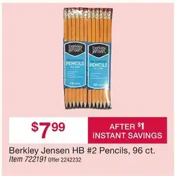 BJ’s Berkley Jensen HB #2 Pencils, 96 ct offer