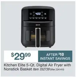 BJ’s Kitchen Elite 5-Qt. Digital Air Fryer with Nonstick Basket Item offer