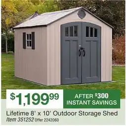 BJ’s Lifetime 8' x 10' Outdoor Storage Shed offer