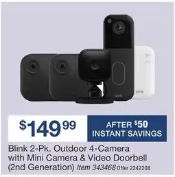 BJ’s Blink 2-Pk. Outdoor 4-Camera with Mini Camera & Video Doorbell 2nd Generation offer