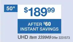BJ’s Westinghouse 50 Roku Smart TV UHD offer