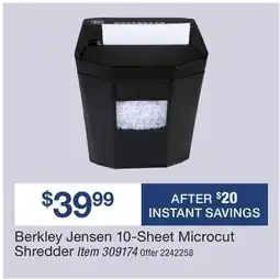 BJ’s Berkley Jensen 10-Sheet Microcut Shredder offer