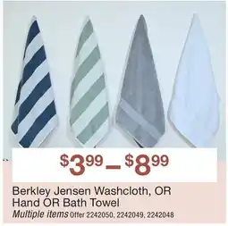 BJ’s Berkley Jensen Washcloth, OR Hand OR Bath Towel offer