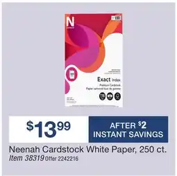 BJ’s Neenah Cardstock White Paper offer