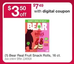 BJ’s (1) Bear Real Fruit Snack Rolls offer