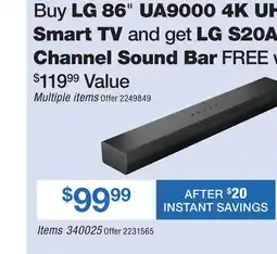 BJ’s LG 86 UA9000 4K UHD AI Smart TV offer