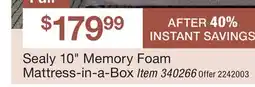 BJ’s Sealy 10 Memory Foam Mattress-in-a-Box Item offer