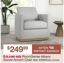BJ’s RoomSense Albany Swivel Accent Chair Item offer