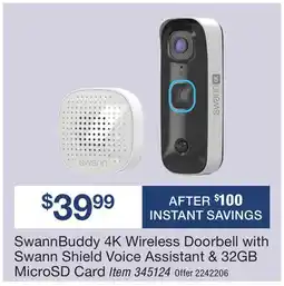 BJ’s SwannBuddy 4K Wireless Doorbell with Swann Shield Voice Assistant & 32GB MicroSD Card offer