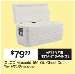BJ’s IGLOO Maxcold 150-Qt. Chest Cooler Item offer