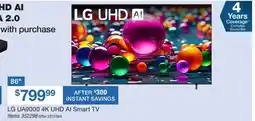 BJ’s 86 LG UA9000 4K UHD AI Smart TV offer