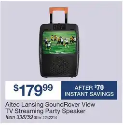 BJ’s Altec Lansing SoundRover View TV Streaming Party Speaker Item offer