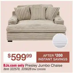 BJ’s Presley Jumbo Chaise offer
