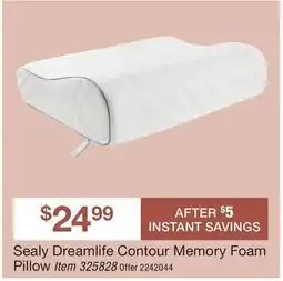 BJ’s Sealy Dreamlife Contour Memory Foam Pillow offer
