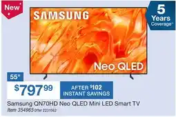 BJ’s Samsung QN70HD Neo QLED Mini LED Smart TV 55 offer