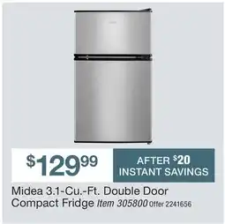 BJ’s Midea 3.1-Cu.-Ft. Double Door Compact Fridge offer