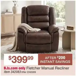 BJ’s Fletcher Manual Recliner offer