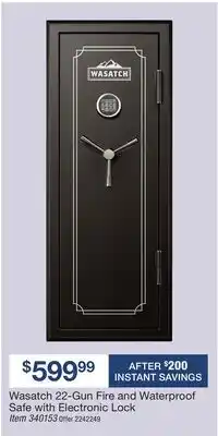 BJ’s Wasatch 22-Gun Fire and Waterproof Safe with Electronic Lock offer