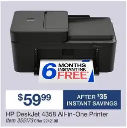 BJ’s HP DeskJet 4358 All-in-One Printer offer