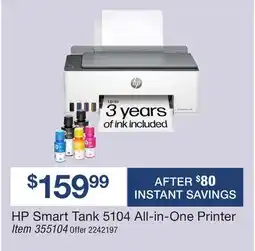 BJ’s HP Smart Tank 5104 All-in-One Printer offer