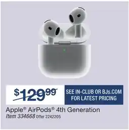 BJ’s Apple AirPods 4th Generation offer