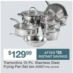BJ’s Tramontina 10-Pc. Stainless Steel Frying Pan Set offer