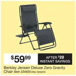 BJ’s Berkley Jensen Deluxe Zero Gravity Chair offer