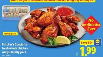 Lidl Butcher's Specialty fresh whole chicken wings, family pack offer