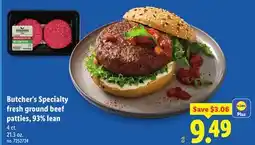 Lidl Butcher's Specialty fresh ground beef patties, 93% lean offer
